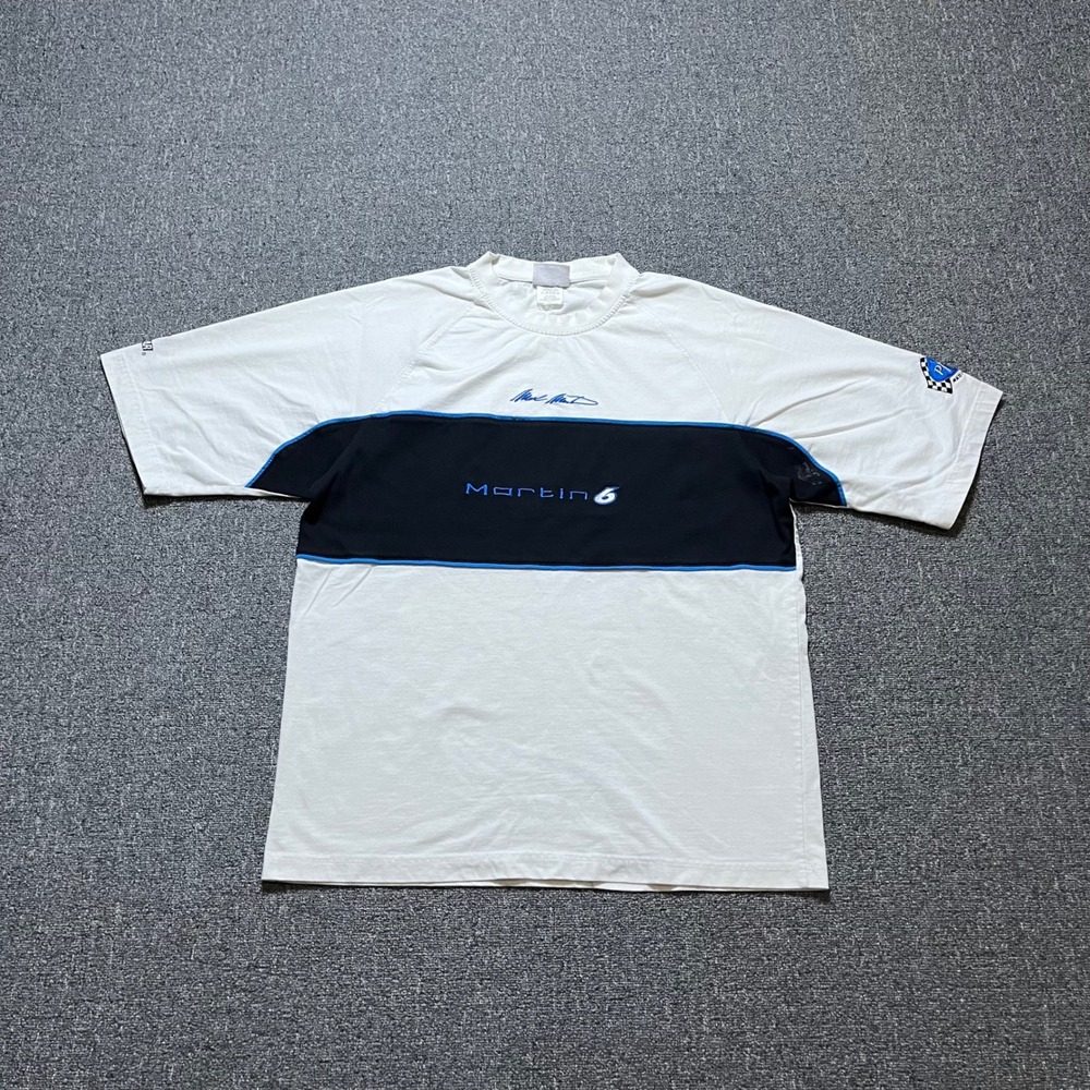 Vintage Chase Authentics Mark Martin Racing Shirt White Black NASCAR Y2K Tee